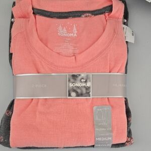 Sonoma Coral and Charcoal Pajama Set